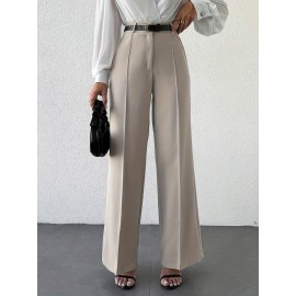 High Waist Slimming Straight Casual Trousers Side Pocket French Office Business Trousers