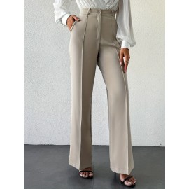 High Waist Slimming Straight Casual Trousers Side Pocket French Office Business Trousers