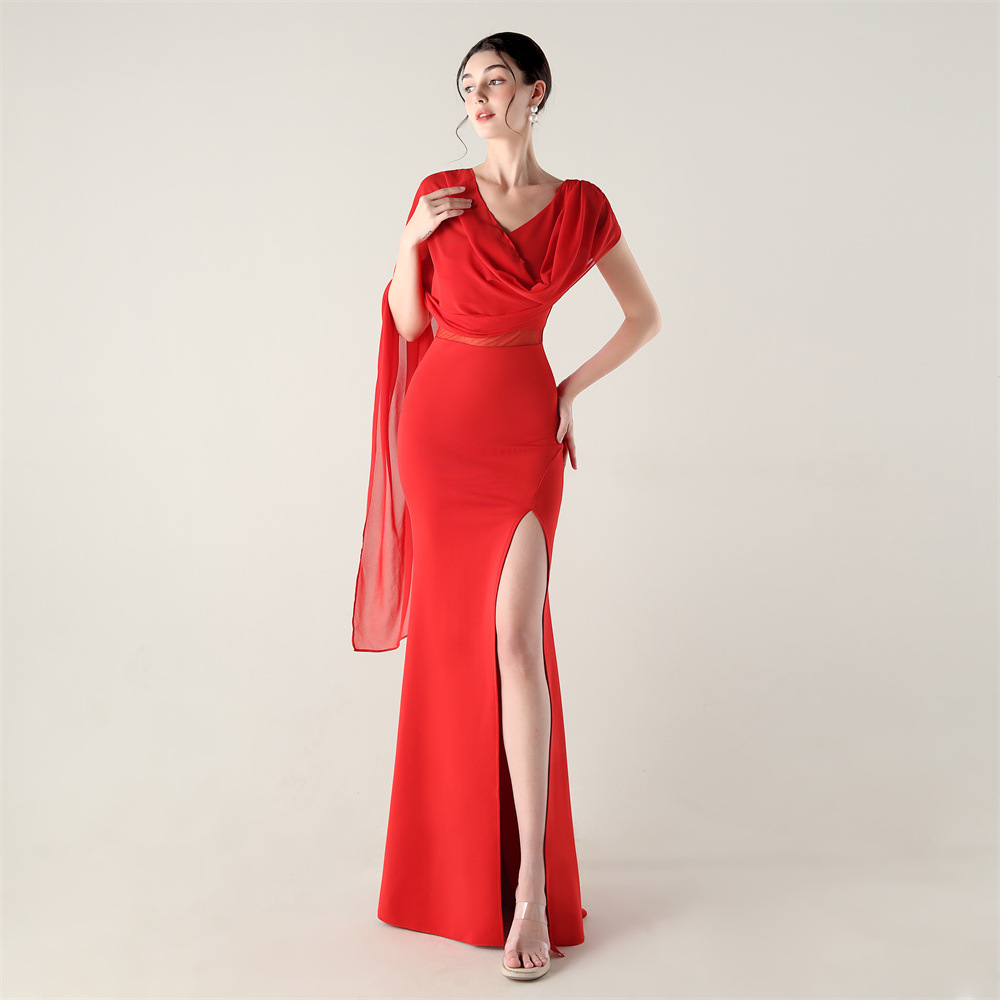 Tulle Shawl Three Dimensional Bead Tube Embroidery Craft One Shoulder Slim Slimming Social Celebration