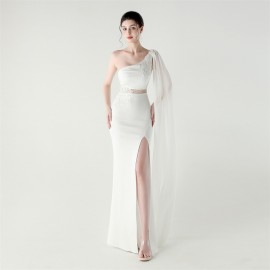Tulle Shawl Three Dimensional Bead Tube Embroidery Craft One Shoulder Slim Slimming Social Celebration