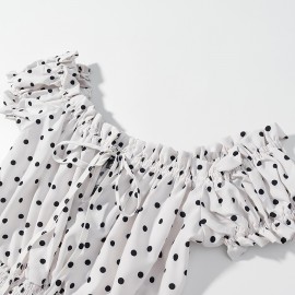 Short Top Printed Sexy Polka Dot Autumn Sexy Women off Shoulder