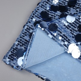 Sequined Blue Sequin V neck Dress with Shoulder Straps Sexy Dress Women Clothing