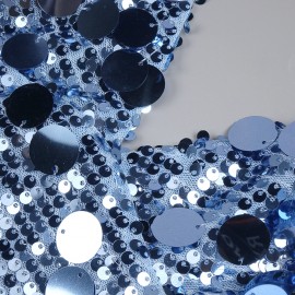 Sequined Blue Sequin V neck Dress with Shoulder Straps Sexy Dress Women Clothing