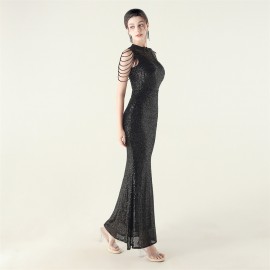 High Neck Fishtail Evening Dress Pearl Embroidery Sequined Crystal Diamond Decorations Red Carpet Wedding Cocktail Dress