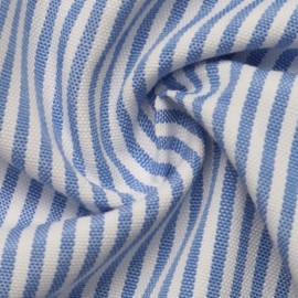 Retro Vacation Striped Embroidered Flounced Sleeve Collared Shirt for Women