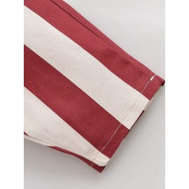 Women Clothing Summer Retro Casual Loose Striped Tapered Jeans