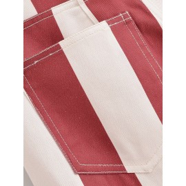 Women Clothing Summer Retro Casual Loose Striped Tapered Jeans