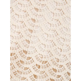 Women Clothing Summer Hollow Out Cutout Crochet Stitching Design Chic Short Sleeve Top