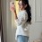 Casual Lace up Shirt Women Simple Collared Long Sleeve Cardigan Shirt French Top