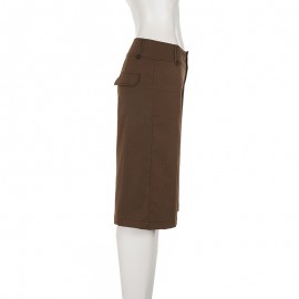 Retro Casual Pocket Maillard Low Waist Straight Short Pants Street Lazy Drooping Wide Leg Pants