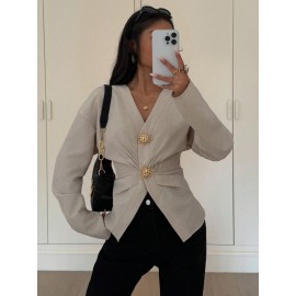 Fall Women Clothing Top Pullover Square Collar Puff Sleeve Waist Tight Sweet Elegance Shirt