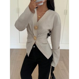 Fall Women Clothing Top Pullover Square Collar Puff Sleeve Waist Tight Sweet Elegance Shirt