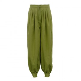 Women Simple All Matching Casual Pants Pleated High Waist Ankle Banded Pants Trousers