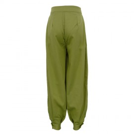 Women Simple All Matching Casual Pants Pleated High Waist Ankle Banded Pants Trousers