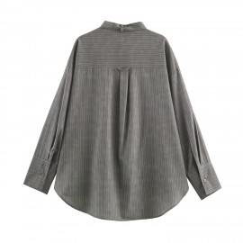 Women Clothing Spring Pocket Bow Shirt