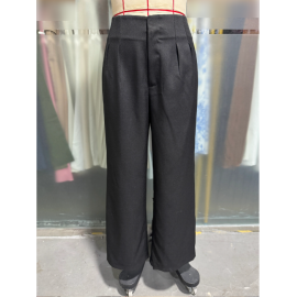 High Waist Drooping Casual Black Work Pant Light Luxury Mopping Floor Wide Legged Straight Leg Pants