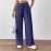 Summer Popular Casual Pants Loose Pockets Elastic Wide Leg Trousers for Women