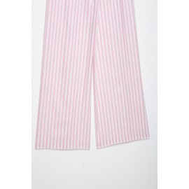 Women Clothing Autumn Winter Fashionable Casual Adjustable Waist Striped Trousers