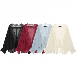 Women Clothing Fashionable Stitching Lace Shirt