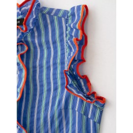 Women Clothing Graceful Fashionable Stand Collar Sleeveless Striped Layered Shirt
