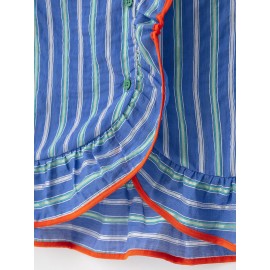Women Clothing Graceful Fashionable Stand Collar Sleeveless Striped Layered Shirt