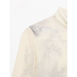 Women Elegant Printed Button Mid Length Shirt Top