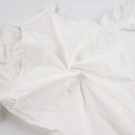 French Vintage Court Elegant Stand Collar off the Shoulder Lantern Sleeve Top Elegant Casual All Match Solid Color Long Sleeve Shirt