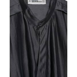 Autumn Women Clothing Fashionable All Match Long Sleeve round Neck Double Breasted Vertical Shirt Top