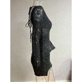 Dress Women Slim Fit Hip Dress Sexy Backless Long Sleeves Evening Dress