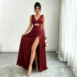 Sequined Twisted Irregular Asymmetric Dress Sleeveless Shiny Dress Cocktail Niche Dress