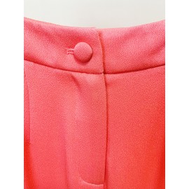 Autumn Watermelon Pink Work Pant Women Embellished Thin Looking Cool Wide Leg Pants