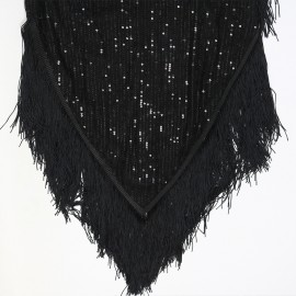 Fashionable Sexy off Shoulder Irregular Asymmetric Tassel Dress Sequin Small Dress