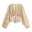Early Autumn Long Sleeves French Sweet V neck Stitching Waist Seal Bishop Sleeves Top