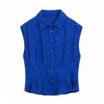 Women Hollow Out Cutout Embroidered Top