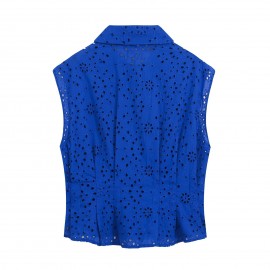 Women Hollow Out Cutout Embroidered Top