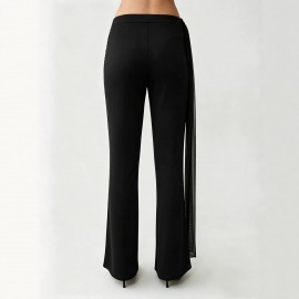 Women Clothing Autumn Black Ribbon Bootcut Trousers Women Slimming Casual All Matching Bell Bottom Pants